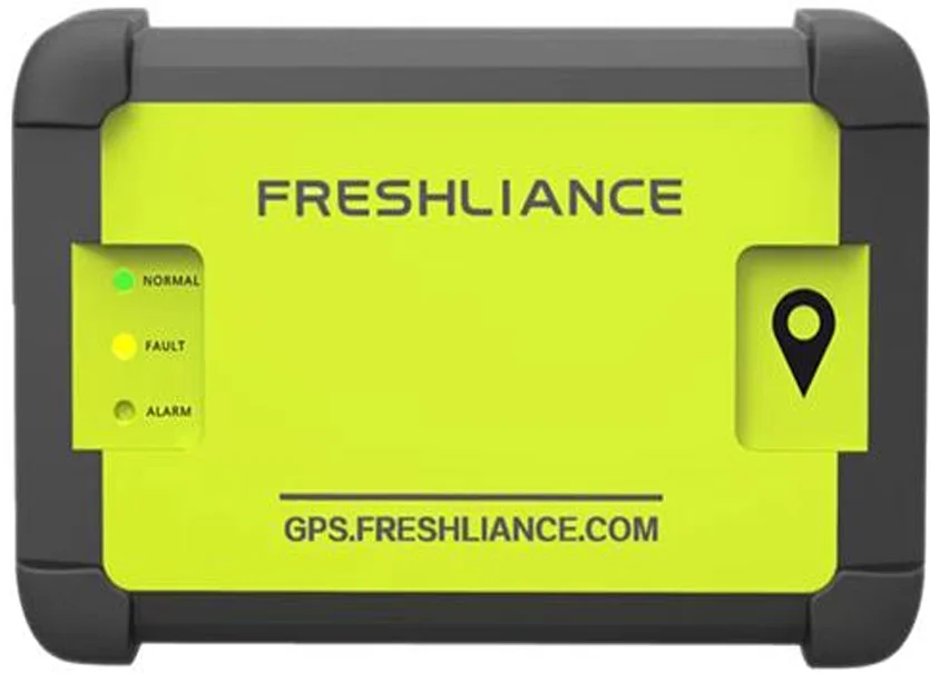 Freshliance Fresh Tracker 1 GPS logger with a green front panel